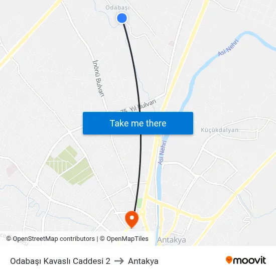 Odabaşı Kavaslı Caddesi 2 to Antakya map
