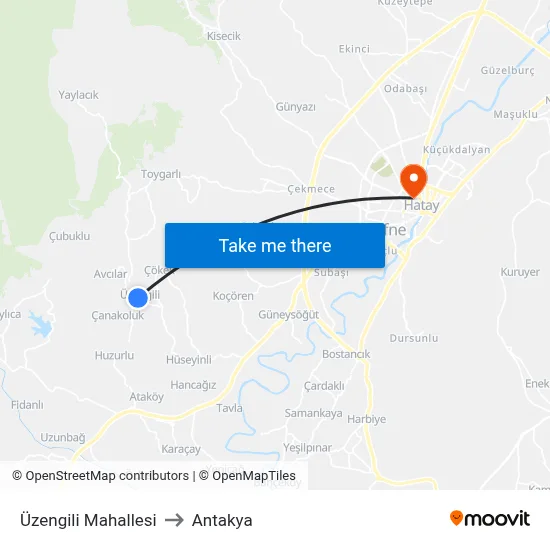 Üzengili Mahallesi to Antakya map