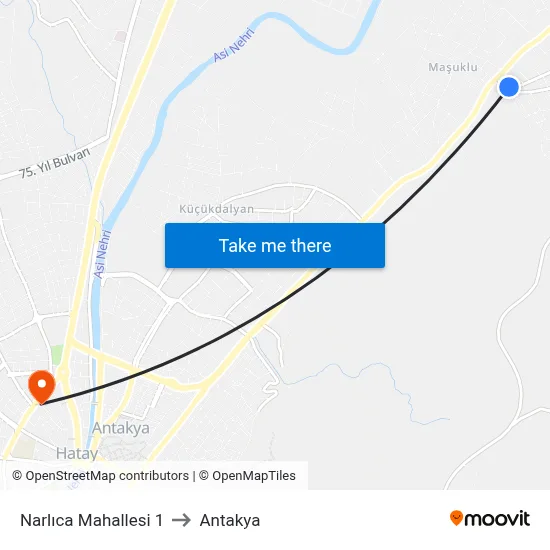 Narlıca Mahallesi 1 to Antakya map