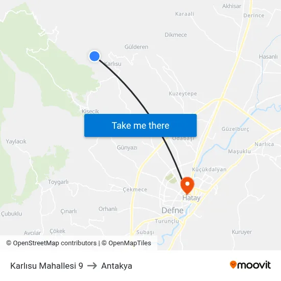 Karlısu Mahallesi 9 to Antakya map