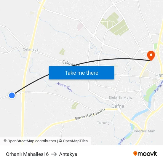Orhanlı Mahallesi 6 to Antakya map
