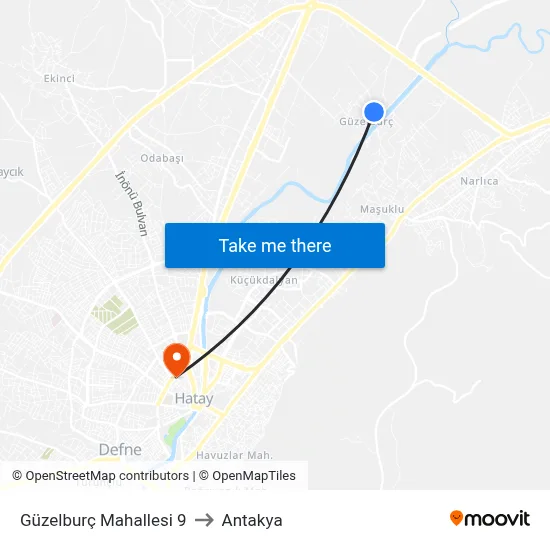 Güzelburç Mahallesi 9 to Antakya map