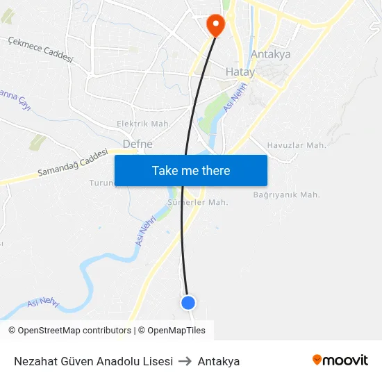 Nezahat Güven Anadolu Lisesi to Antakya map