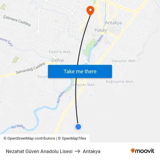 Nezahat Güven Anadolu Lisesi to Antakya map