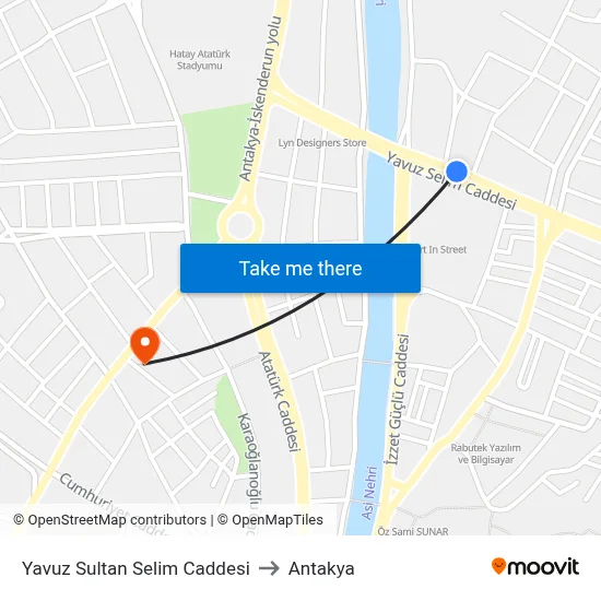 Yavuz Sultan Selim Caddesi to Antakya map