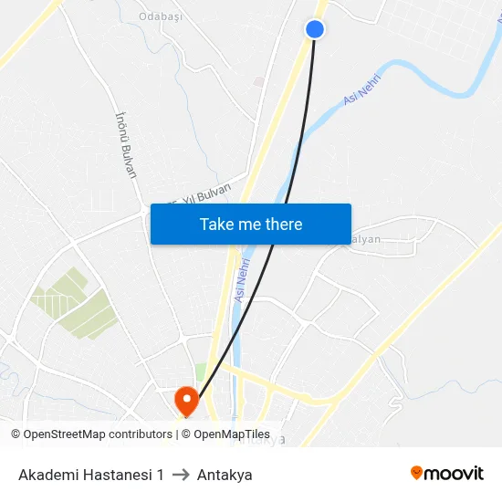 Akademi Hastanesi 1 to Antakya map