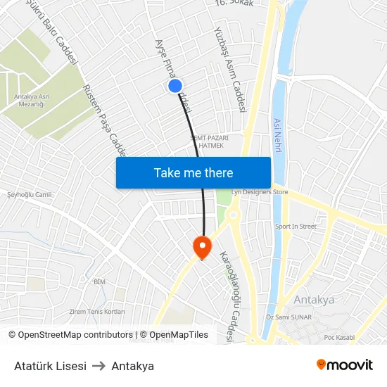 Atatürk Lisesi to Antakya map