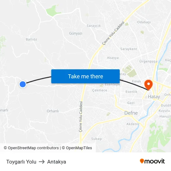 Toygarlı Yolu to Antakya map