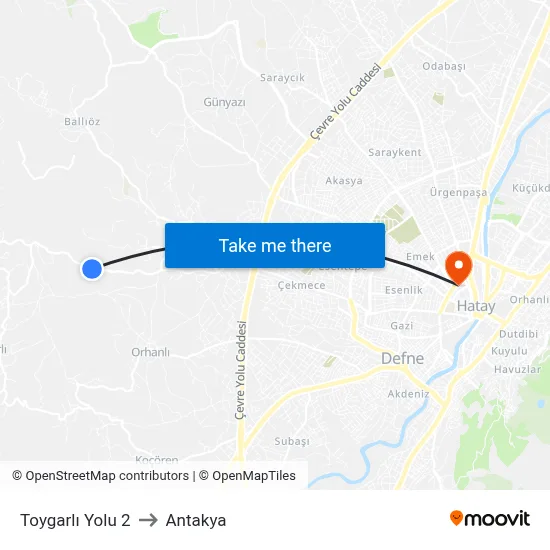 Toygarlı Yolu 2 to Antakya map