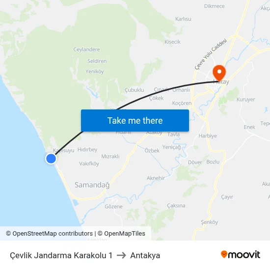 Çevlik Jandarma Karakolu 1 to Antakya map