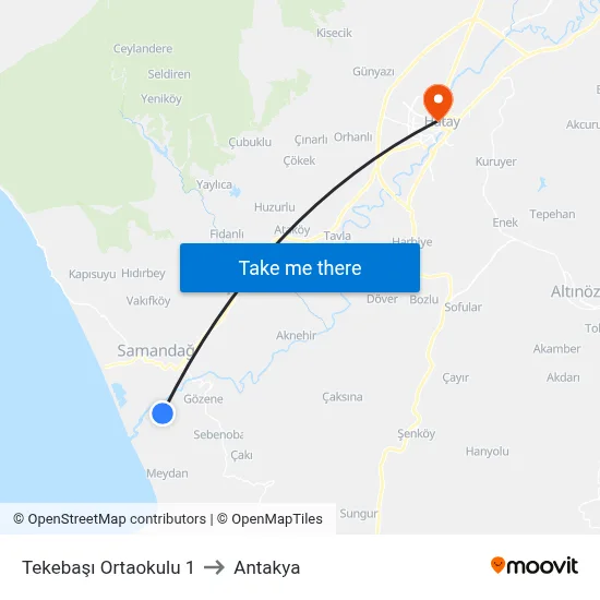 Tekebaşı Ortaokulu 1 to Antakya map