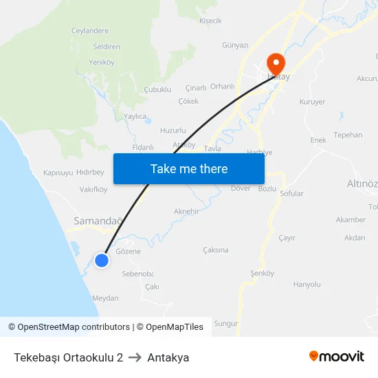 Tekebaşı Ortaokulu 2 to Antakya map