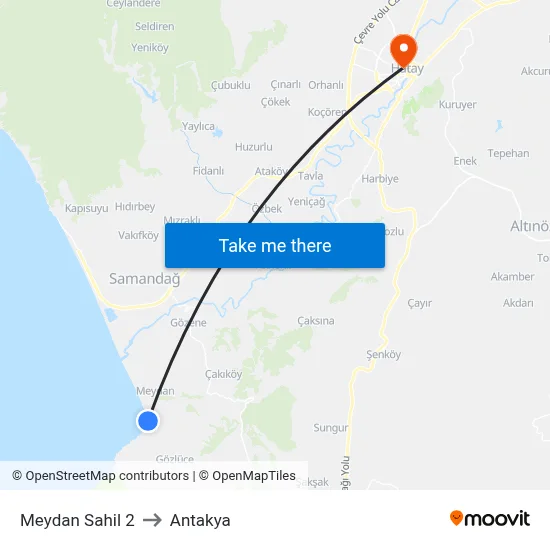 Meydan Sahil 2 to Antakya map