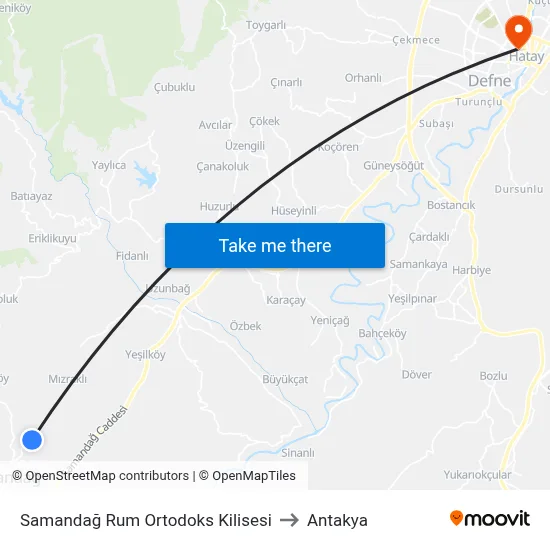 Samandağ Rum Ortodoks Kilisesi to Antakya map