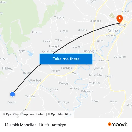 Mızraklı Mahallesi 10 to Antakya map