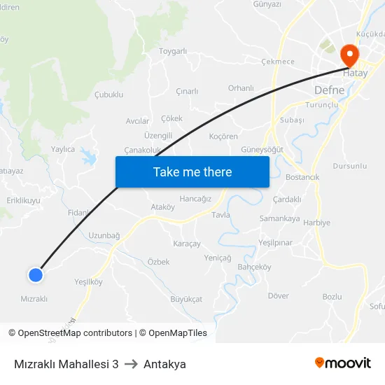 Mızraklı Mahallesi 3 to Antakya map