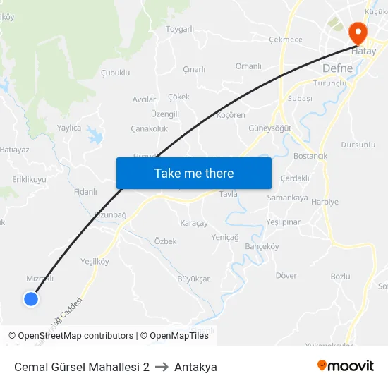 Cemal Gürsel Mahallesi 2 to Antakya map
