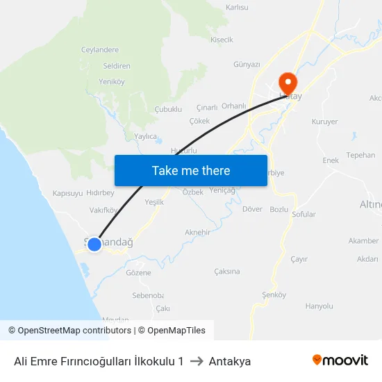 Ali Emre Fırıncıoğulları İlkokulu 1 to Antakya map