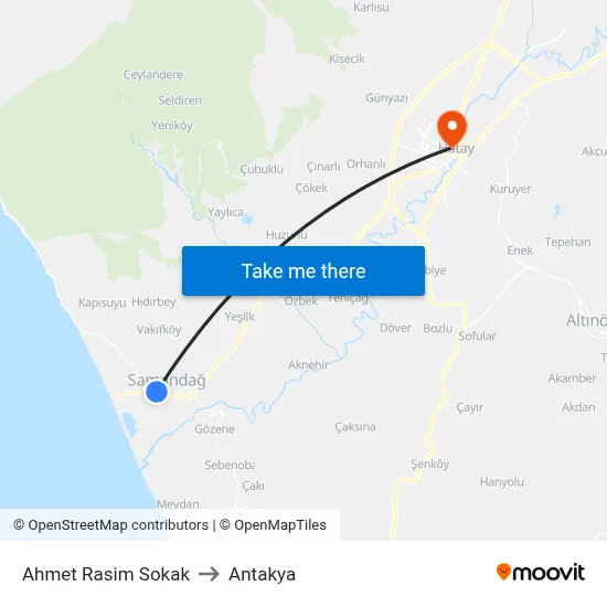 Ahmet Rasim Sokak to Antakya map