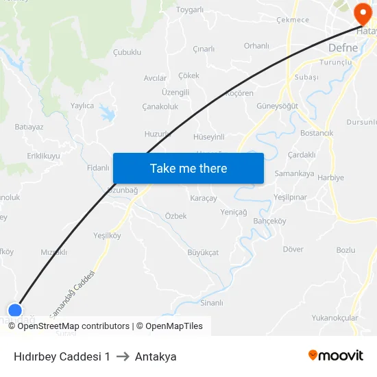Hıdırbey Caddesi 1 to Antakya map