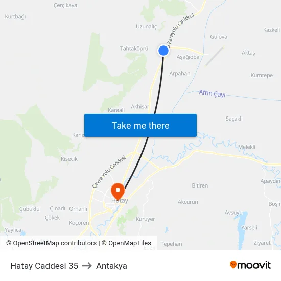 Hatay Caddesi 35 to Antakya map