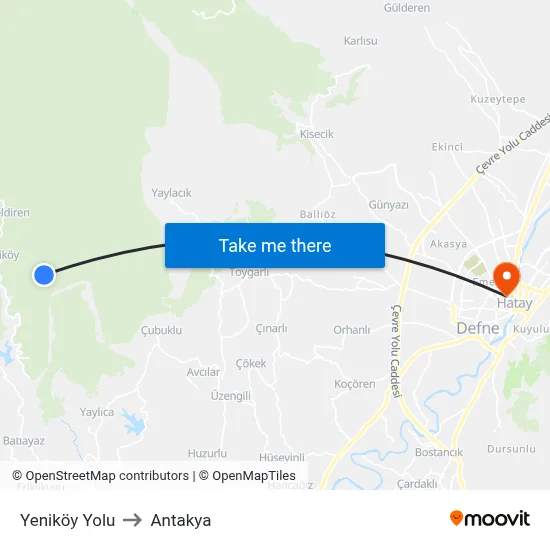 Yeniköy Yolu to Antakya map
