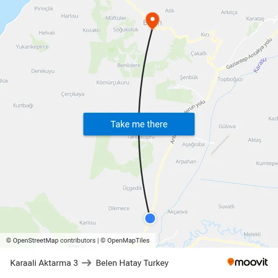 Karaali Aktarma 3 to Belen Hatay Turkey map
