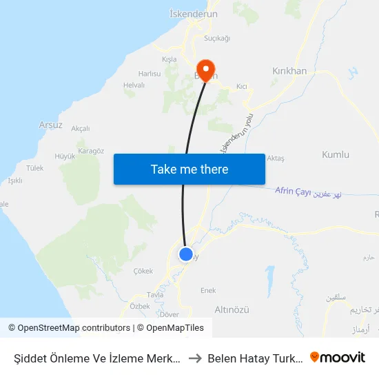 Şiddet Önleme Ve İzleme Merkezi to Belen Hatay Turkey map