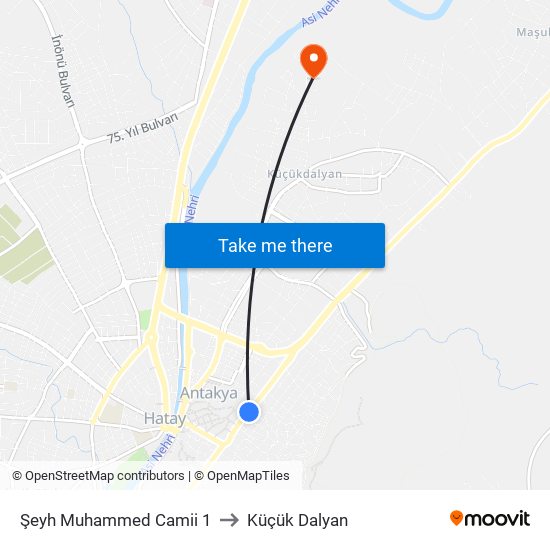 Şeyh Muhammed Camii 1 to Küçük Dalyan map