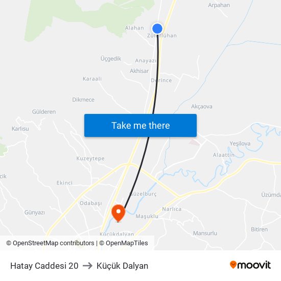 Hatay Caddesi 20 to Küçük Dalyan map