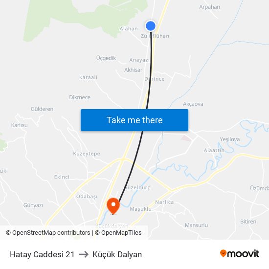 Hatay Caddesi 21 to Küçük Dalyan map