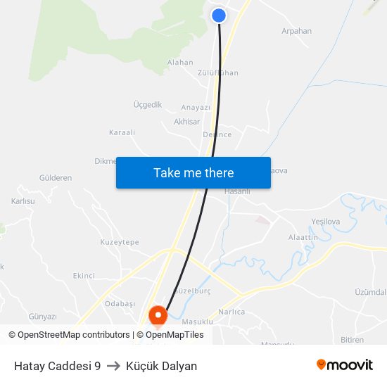 Hatay Caddesi 9 to Küçük Dalyan map