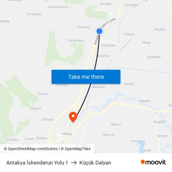 Antakya İskenderun Yolu 1 to Küçük Dalyan map