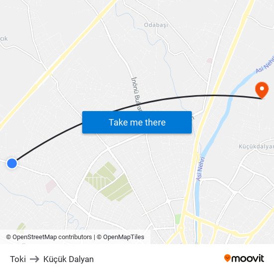Toki to Küçük Dalyan map