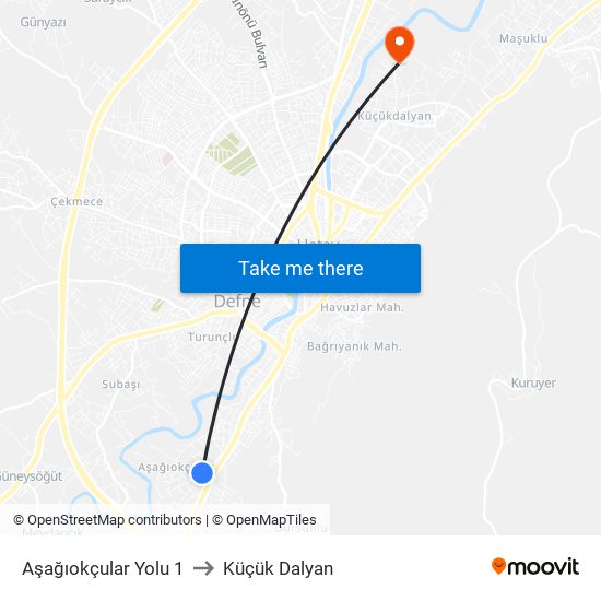 Aşağıokçular Yolu 1 to Küçük Dalyan map