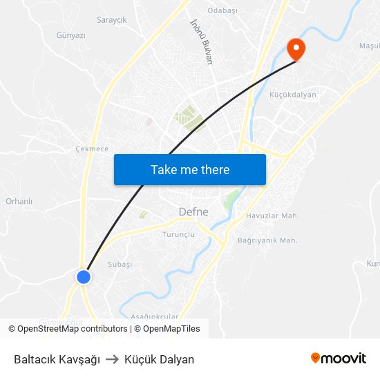 Baltacık Kavşağı to Küçük Dalyan map