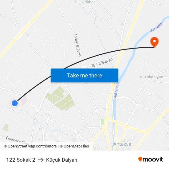 122 Sokak 2 to Küçük Dalyan map