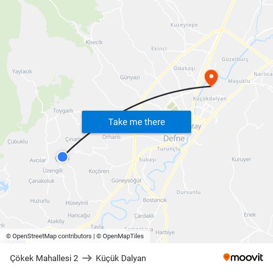 Çökek Mahallesi 2 to Küçük Dalyan map