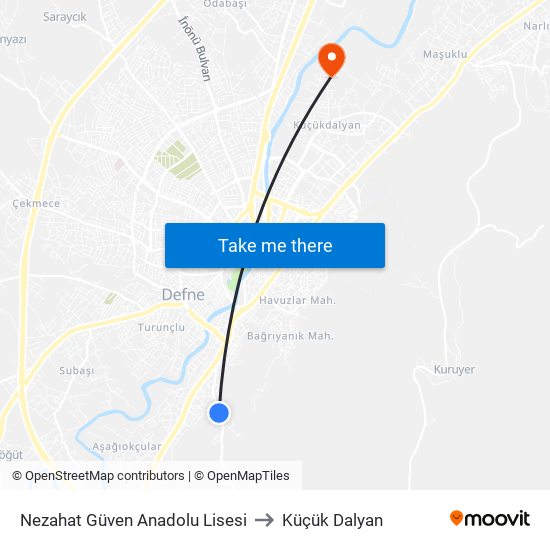 Nezahat Güven Anadolu Lisesi to Küçük Dalyan map