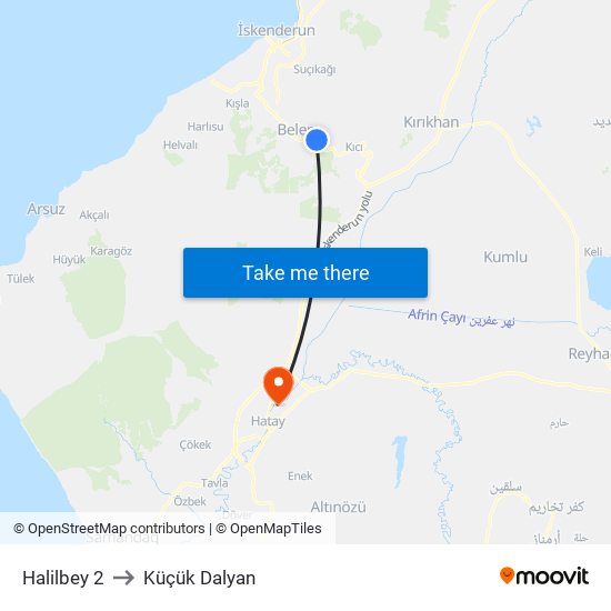 Halilbey 2 to Küçük Dalyan map