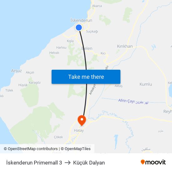 İskenderun Primemall 3 to Küçük Dalyan map