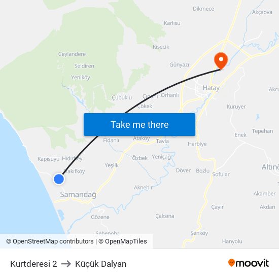 Kurtderesi 2 to Küçük Dalyan map