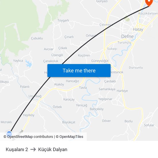 Kuşalanı 2 to Küçük Dalyan map