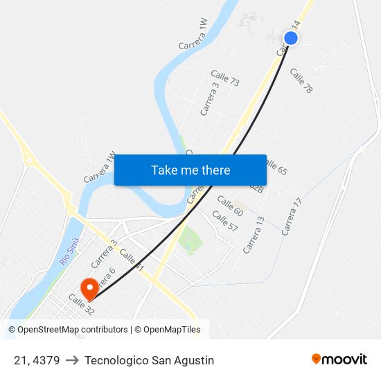 21, 4379 to Tecnologico San Agustin map