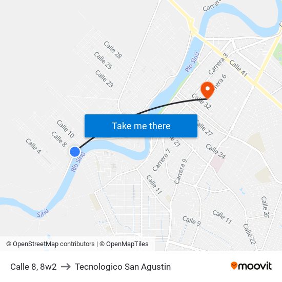 Calle 8, 8w2 to Tecnologico San Agustin map