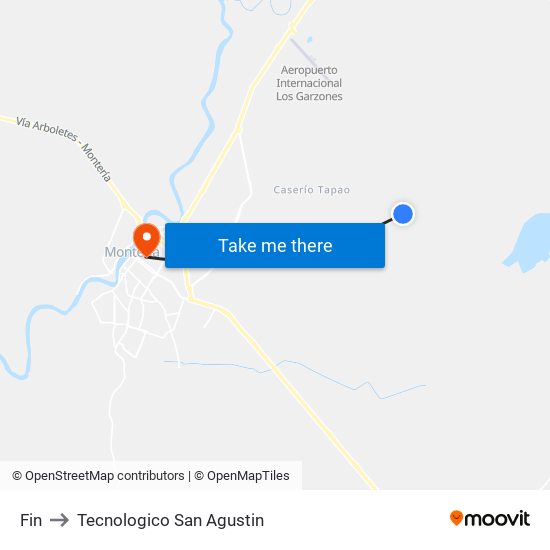 Fin to Tecnologico San Agustin map