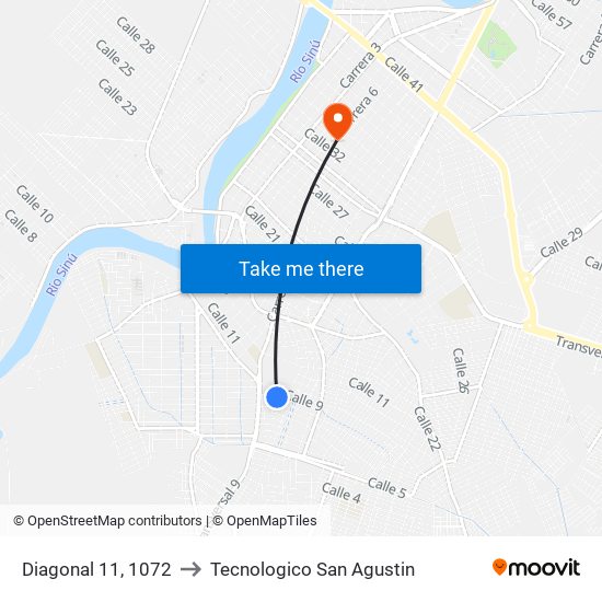 Diagonal 11, 1072 to Tecnologico San Agustin map