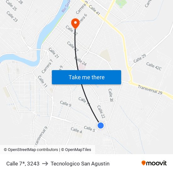 Calle 7ª, 3243 to Tecnologico San Agustin map