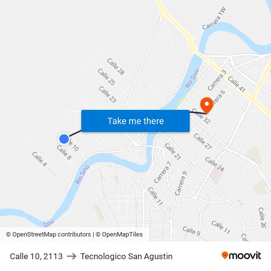 Calle 10, 2113 to Tecnologico San Agustin map