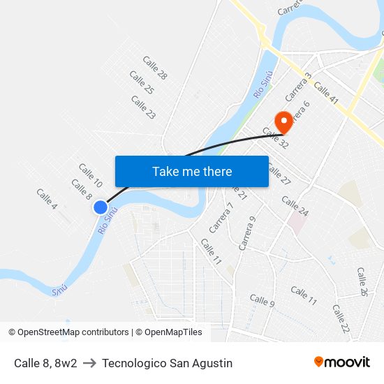 Calle 8, 8w2 to Tecnologico San Agustin map